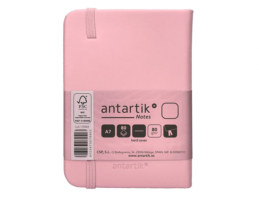 Cuaderno con gomilla antartik notes tapa dura a7 hojas lisas 80 hojas 80 gr fsc