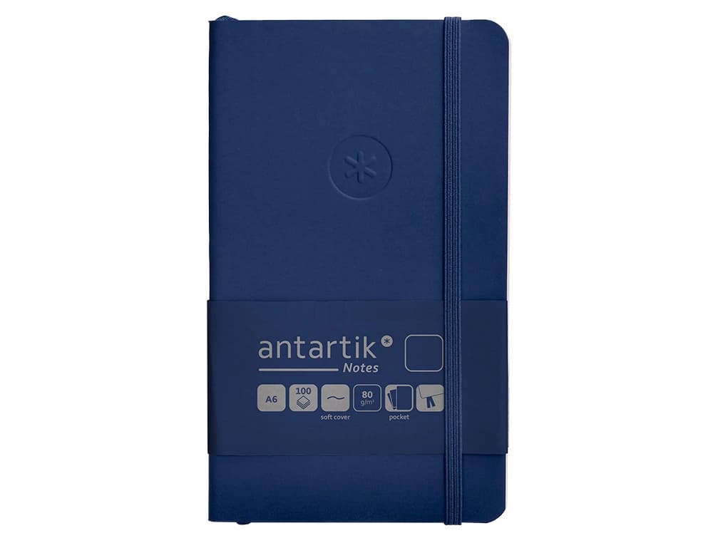 Cuaderno con gomilla antartik notes tapa blanda a6 hojas lisas 100 hojas 80 gr fsc