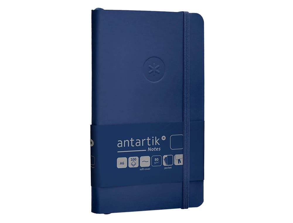 Cuaderno con gomilla antartik notes tapa blanda a6 hojas lisas 100 hojas 80 gr fsc