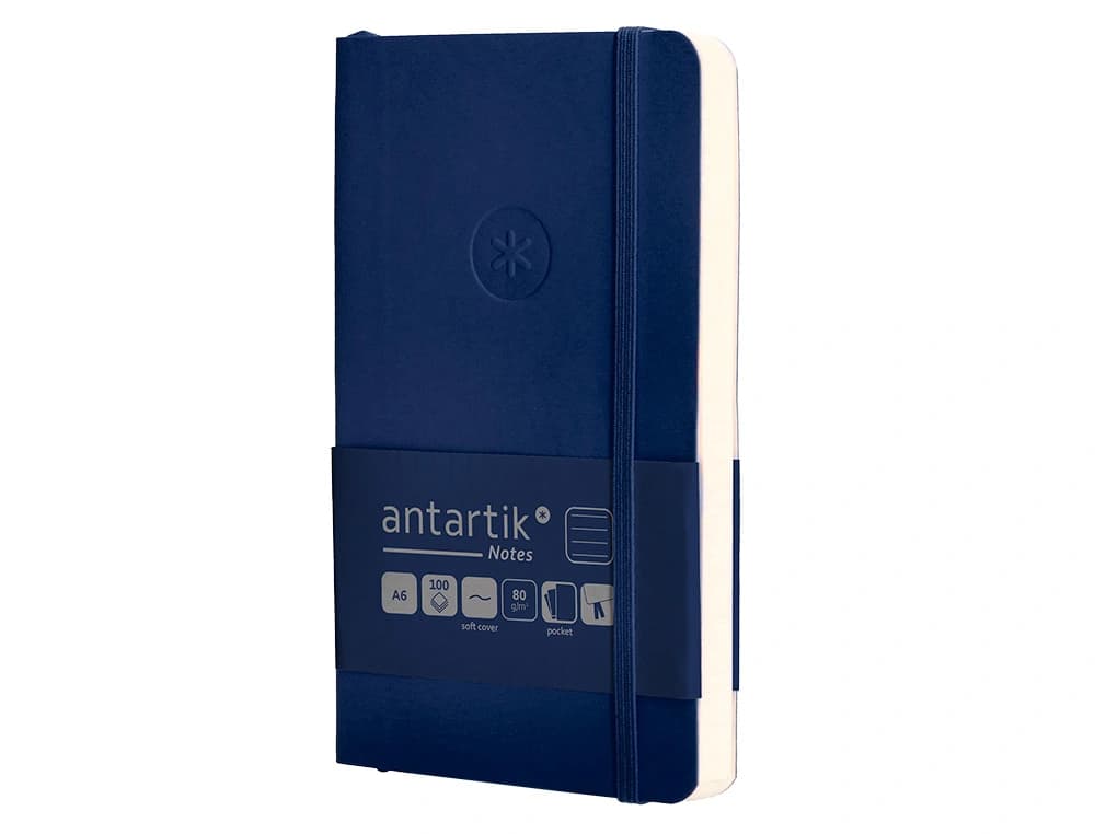 Cuaderno con gomilla antartik notes tapa blanda a6 rayas 100 hojas 80 gr fsc