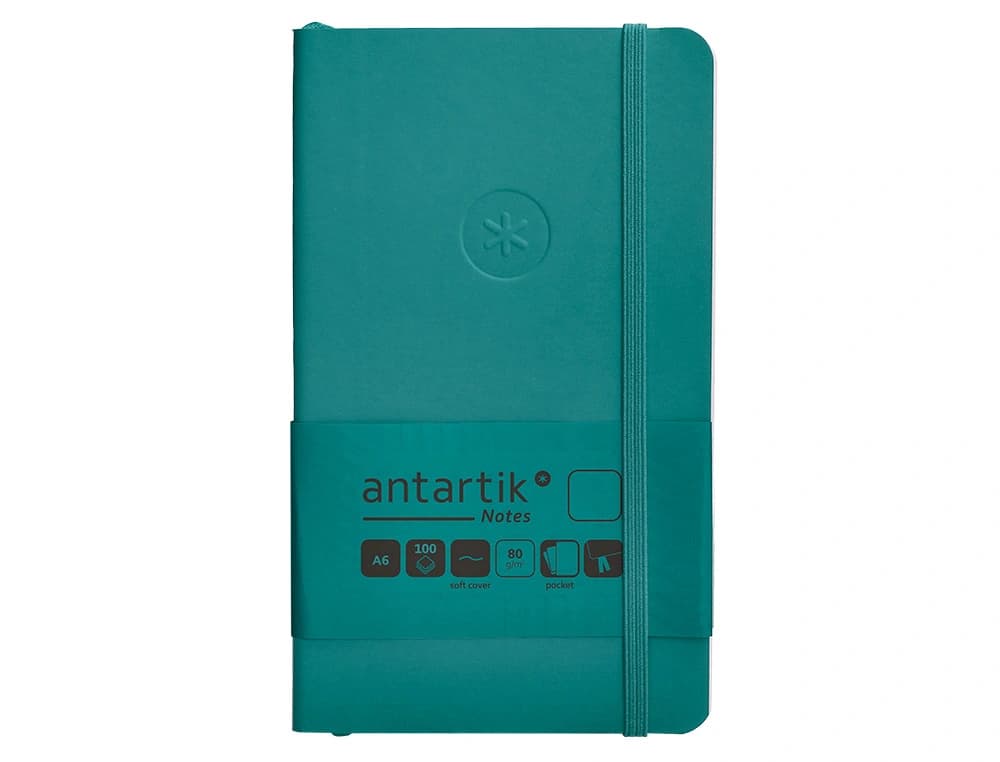 Cuaderno con gomilla antartik notes tapa blanda a6 hojas lisas 100 hojas 80 gr fsc