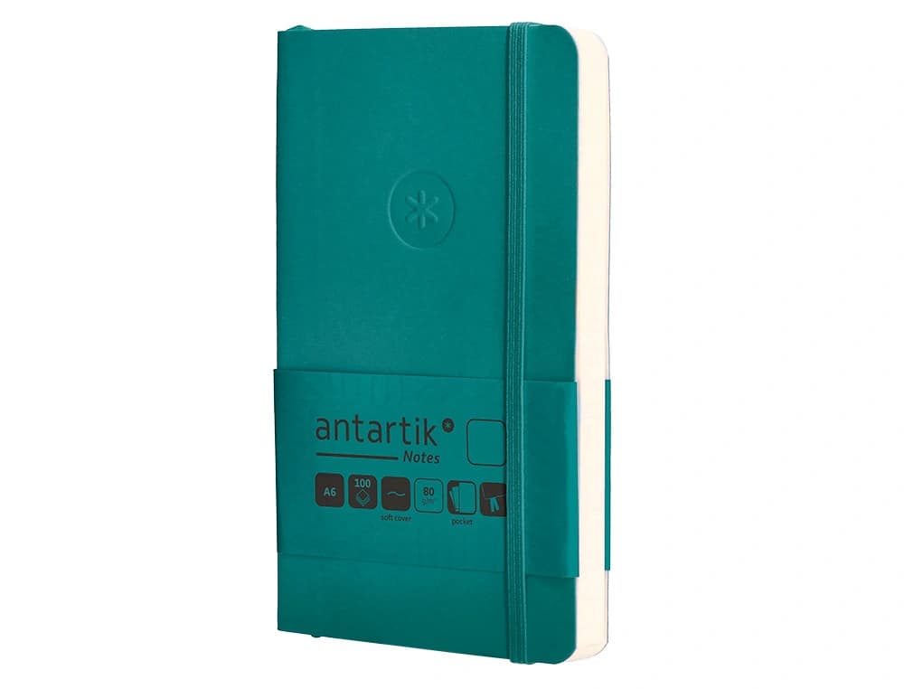 Cuaderno con gomilla antartik notes tapa blanda a6 hojas lisas 100 hojas 80 gr fsc
