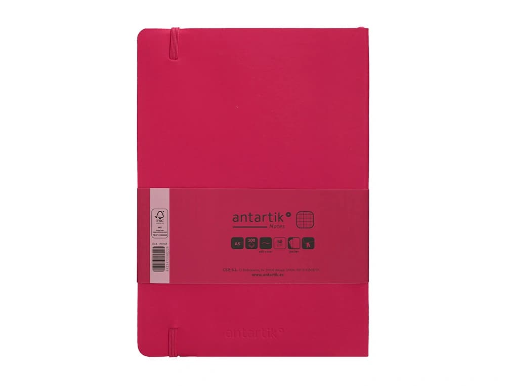 Cuaderno con gomilla antartik notes tapa blanda a5 hojas cuadricula 80 hojas 80 gr fsc