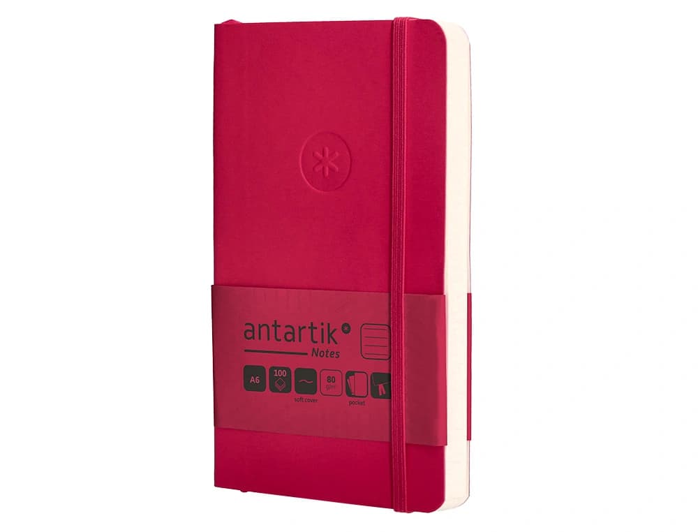 Cuaderno con gomilla antartik notes tapa blanda a6 rayas 100 hojas 80 gr fsc