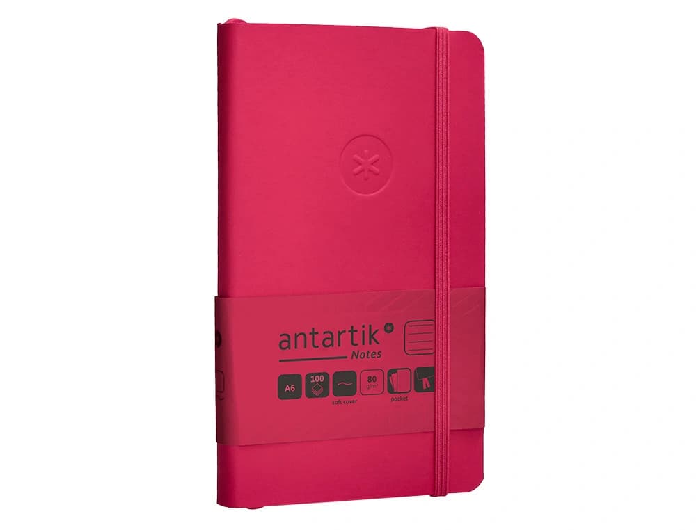 Cuaderno con gomilla antartik notes tapa blanda a6 rayas 100 hojas 80 gr fsc