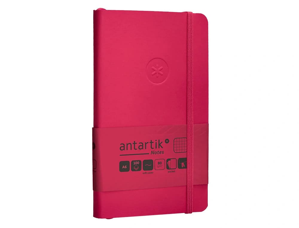 Cuaderno con gomilla antartik notes tapa blanda a6 cuadricula 100 hojas 80 gr fsc
