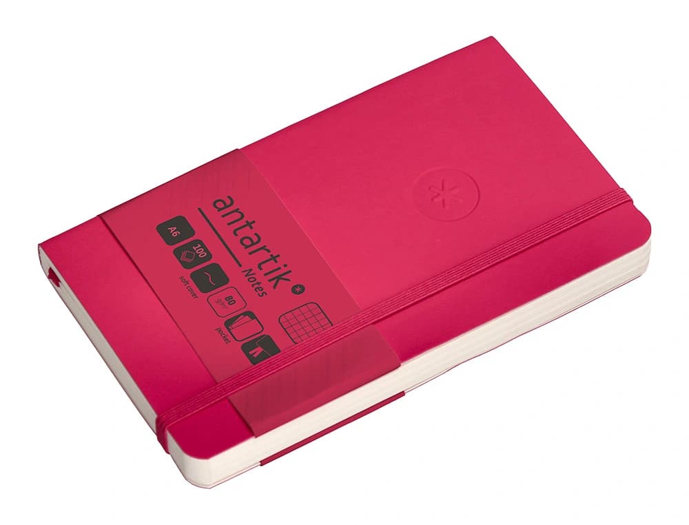 Cuaderno con gomilla antartik notes tapa blanda a6 cuadricula 100 hojas 80 gr fsc