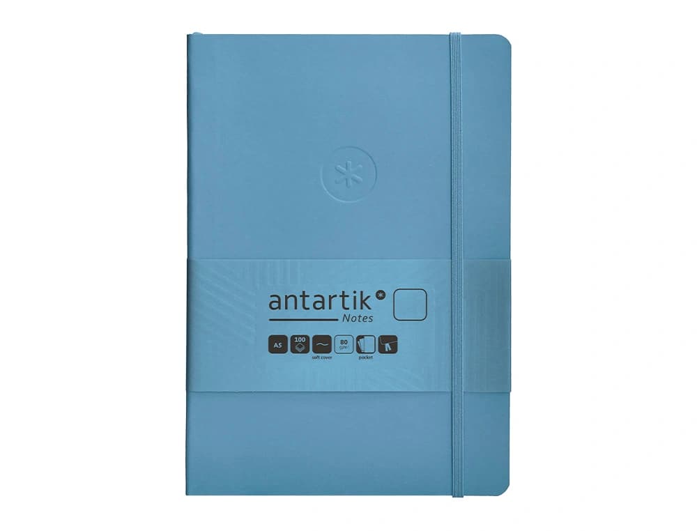 Cuaderno con gomilla antartik notes tapa blanda a5 hojas lisas 80 hojas 80 gr fsc