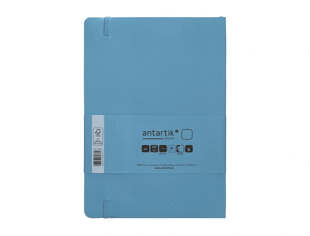 Cuaderno con gomilla antartik notes tapa blanda a5 hojas lisas 80 hojas 80 gr fsc