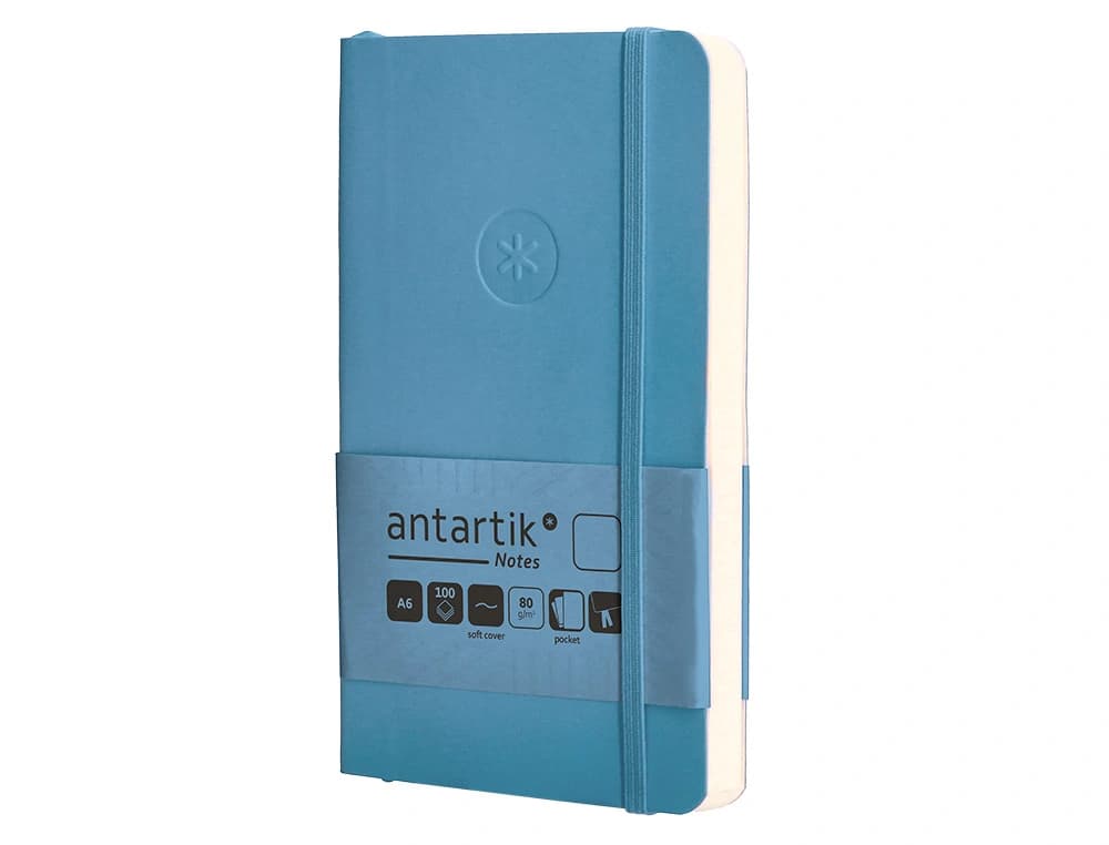 Cuaderno con gomilla antartik notes tapa blanda a6 hojas lisas 100 hojas 80 gr fsc