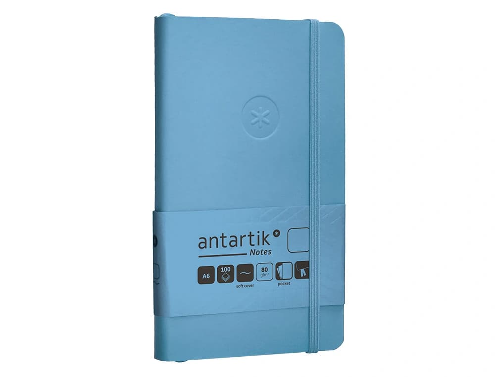 Cuaderno con gomilla antartik notes tapa blanda a6 hojas lisas 100 hojas 80 gr fsc