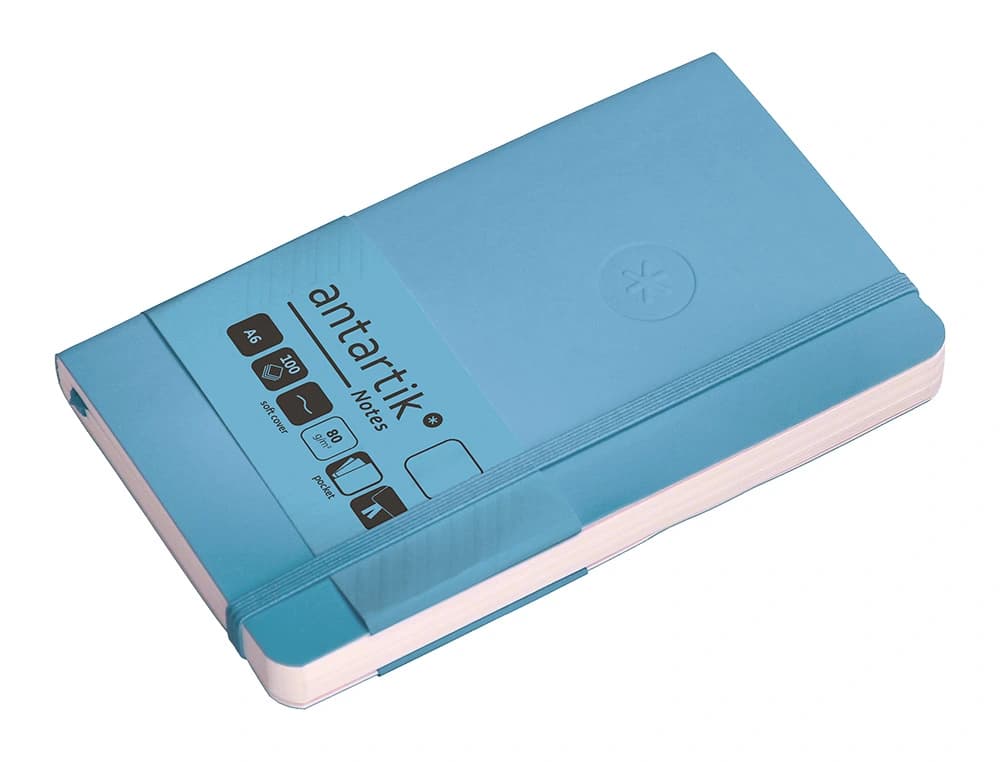 Cuaderno con gomilla antartik notes tapa blanda a6 hojas lisas 100 hojas 80 gr fsc
