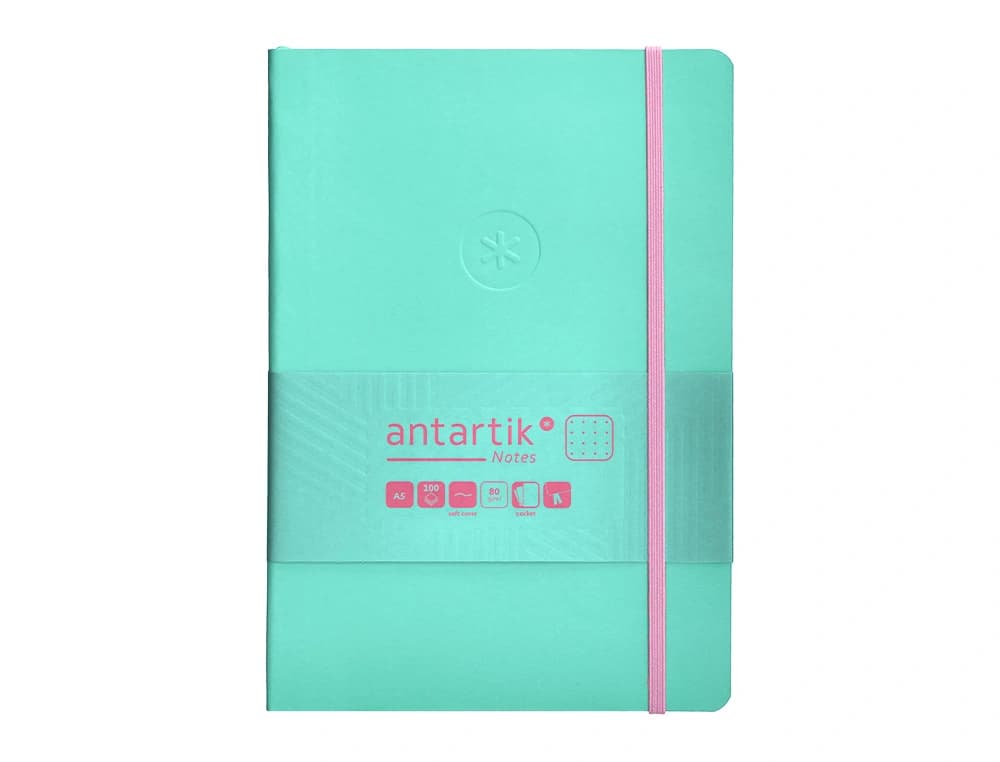 Cuaderno con gomilla antartik notes tapa blanda a5 hojas puntos 80 hojas 80 gr fsc