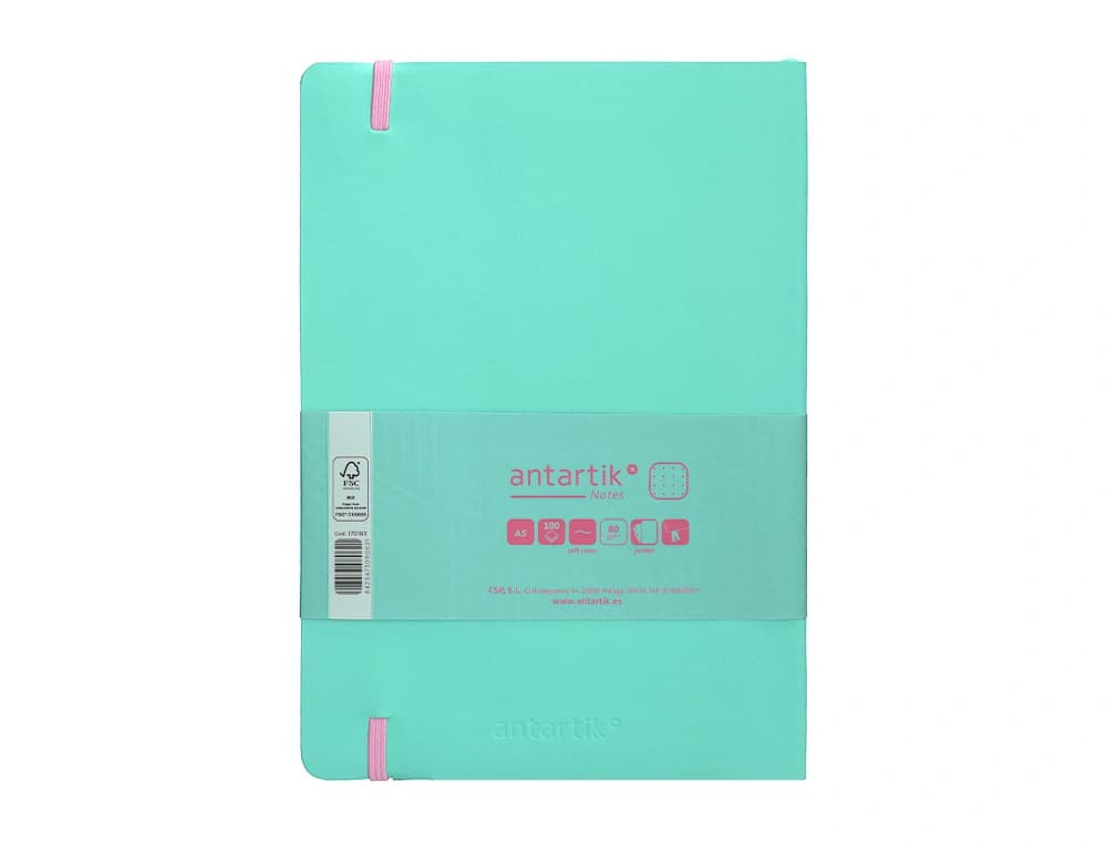 Cuaderno con gomilla antartik notes tapa blanda a5 hojas puntos 80 hojas 80 gr fsc