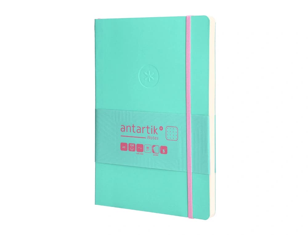 Cuaderno con gomilla antartik notes tapa blanda a5 hojas puntos 80 hojas 80 gr fsc
