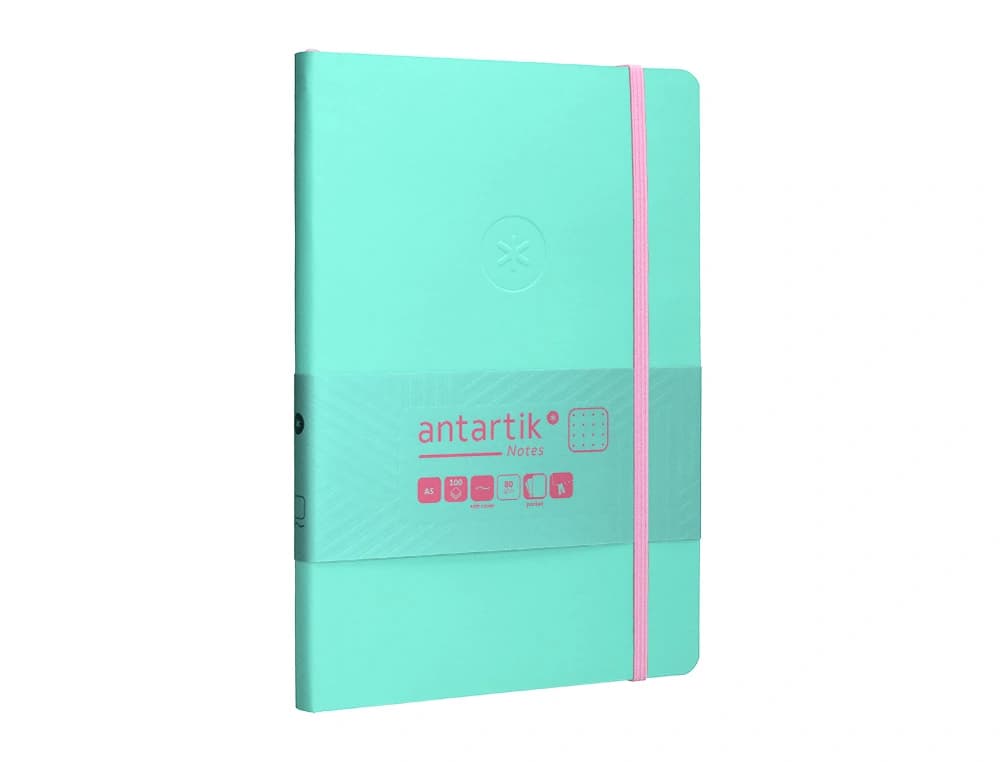 Cuaderno con gomilla antartik notes tapa blanda a5 hojas puntos 80 hojas 80 gr fsc