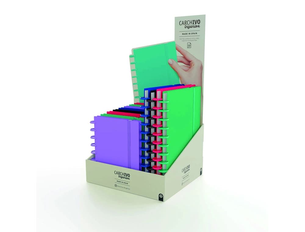 Carchivo Cuaderno igeniox foam intenso cuadrícula expositor de 12 unidades surtidas