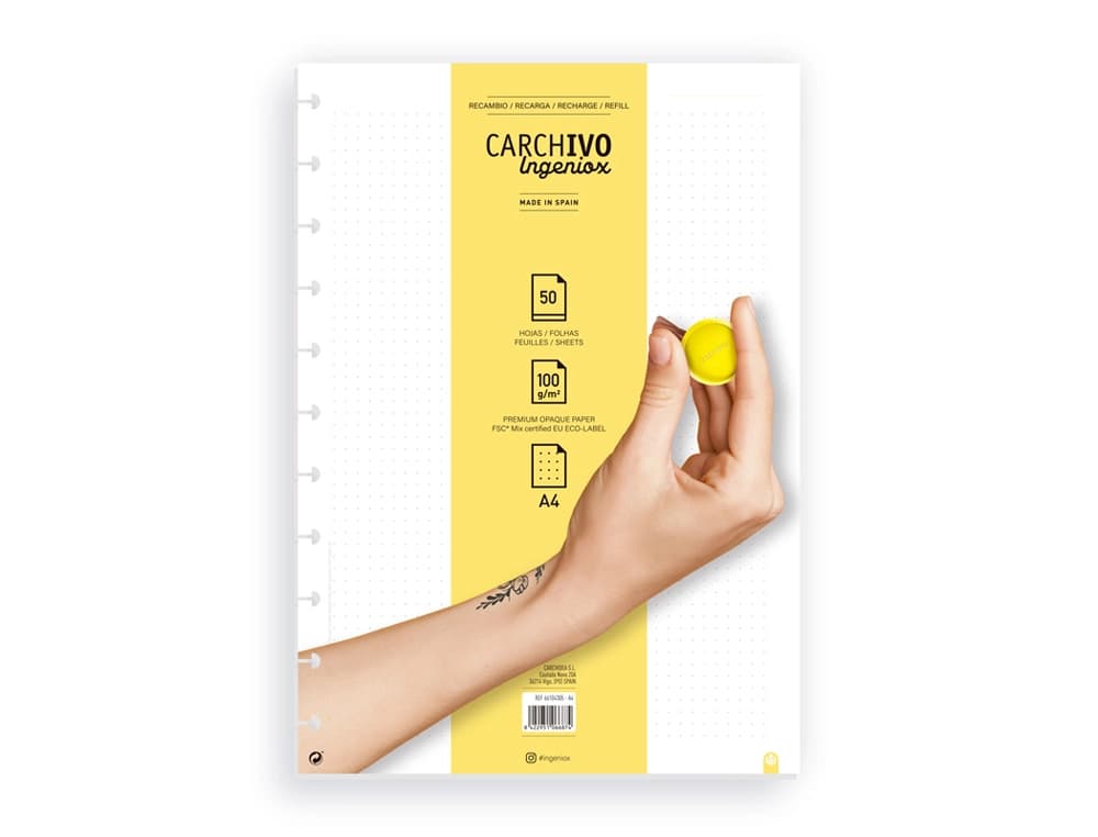Carchivo Recambio cuaderno Carchivo ingeniox A4 50 hojas dots