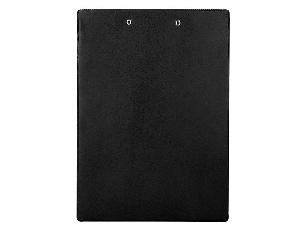 Portanotas Q-Connect A4 de plástico rígido con clip de metal, 2,1 mm de grosor – Negro