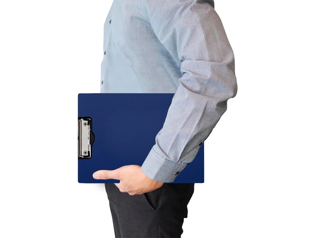 Carpeta Q-Connect A4 de plástico con miniclip superior y solapa, 2,1 mm de grosor – Azul