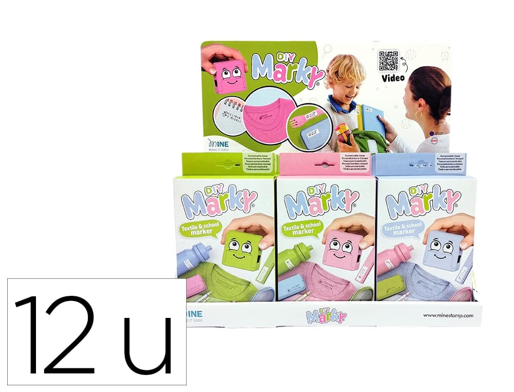 Colop Sello marcador de ropa marky infantil expositor de 12 unidades 3 colores surtidos