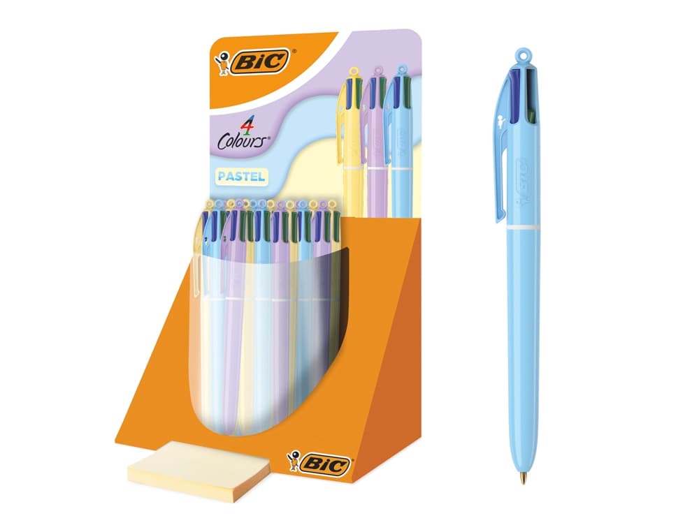 Bic Boligrafo bic cuatro colores pastel punta de 1 mm expositor de 30 unidades colores surtidos