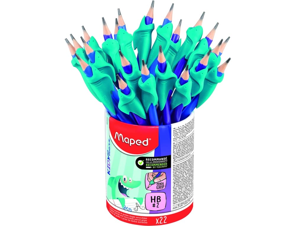 Lapices de grafito maped hb con goma borrar + adaptador ergonomico cubilete de 22 unidades