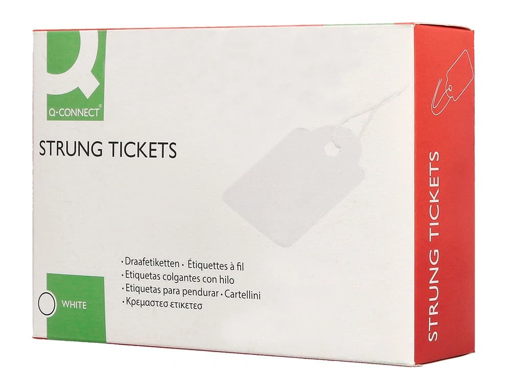 Etiquetas colgantes q-connect 28x43 mm caja de 500 unidades