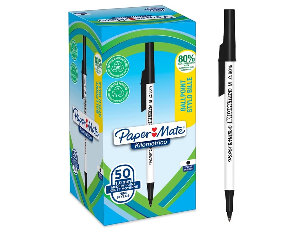 Boligrafo paper mate kilometrico punta 1 mm plastico reciclado 80%