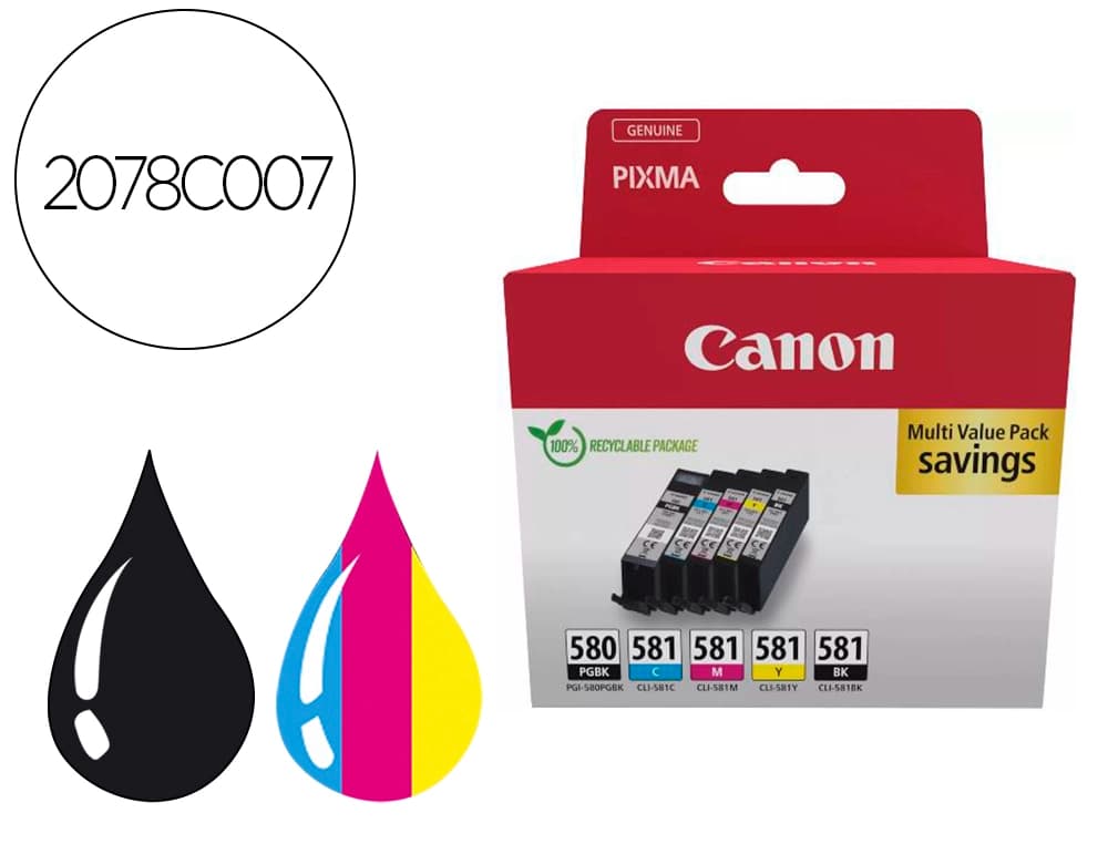 Canon Ink-jet canon pixma multi value pack pgi580bk / cli581cmybk ecopack