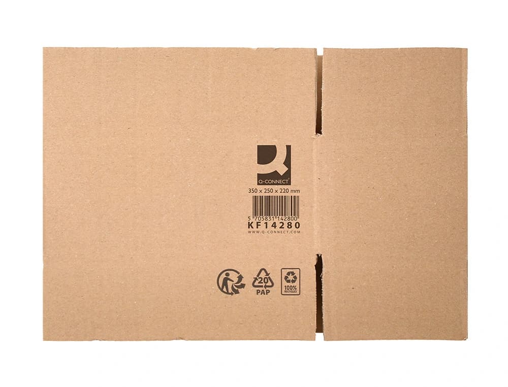 Caja para embalar q-connect americana carton reciclado canal simple 5 mm color kraft 350x250x220 mm