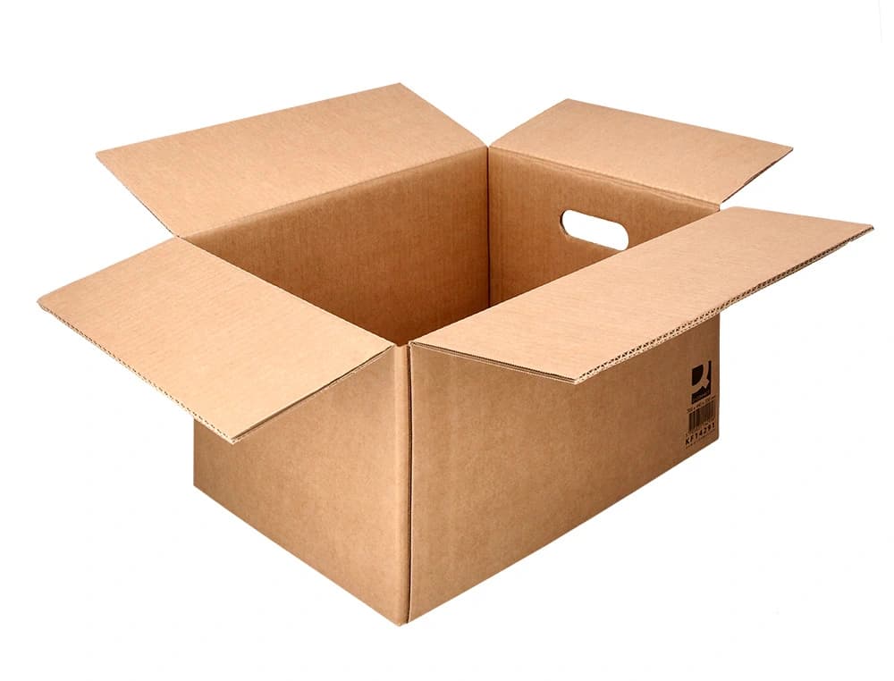 Caja para embalar q-connect americana ultra resistente con asas carton canal doble 7 mm color kraft 700x440x330 mm
