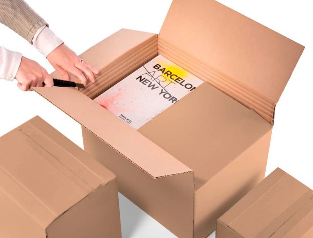 Caja para embalar q-connect ultra resistente regulable en altura carton canal doble 7 mmcolor kraft 350x325x280 mm