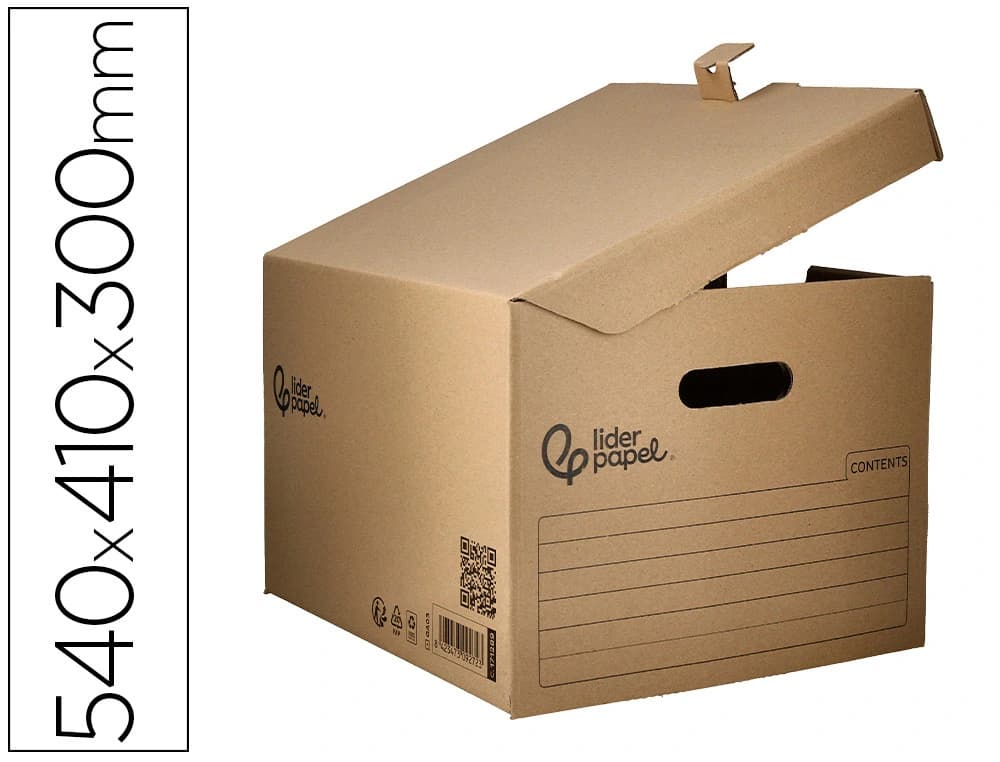 Liderpapel Cajon contenedor liderpapel carton manual para 5 cajas archivo definitivo folio / 6 archivadores a-z 540x410x300mm
