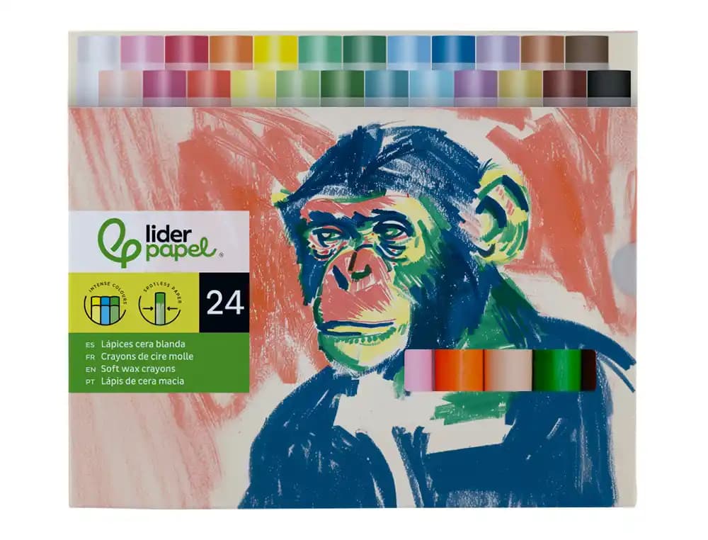 Lapices cera blanda liderpapel redonda caja de 24 unidades colores surtidos