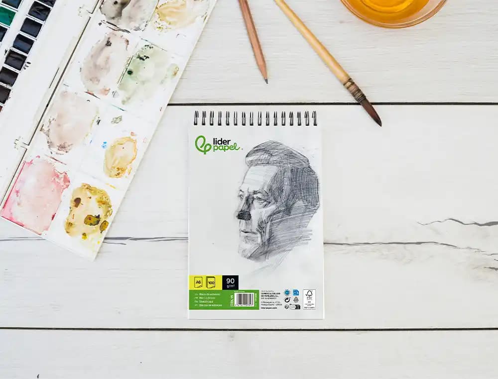 Bloc dibujo liderpapel esbozos espiral din a6 105x148mm 100 hojas 90gr/m2 sin recuadro