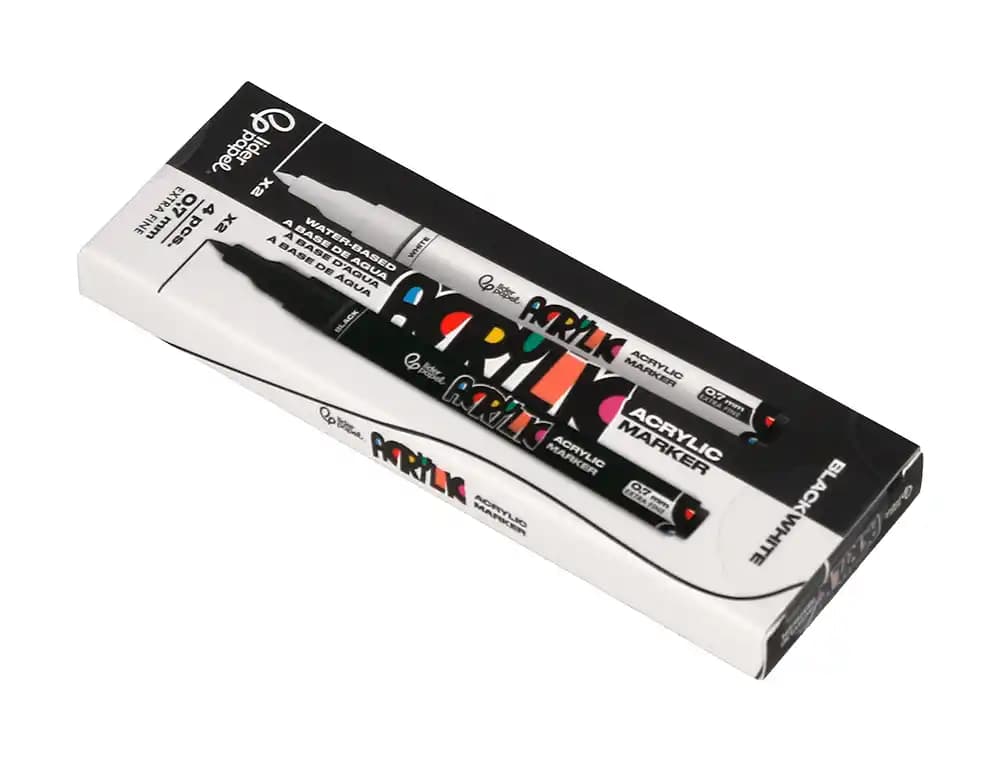 Rotulador liderpapel acrylic base agua todo tipo de superficie punta fina 0,7 mm caja de 4 perfiladores