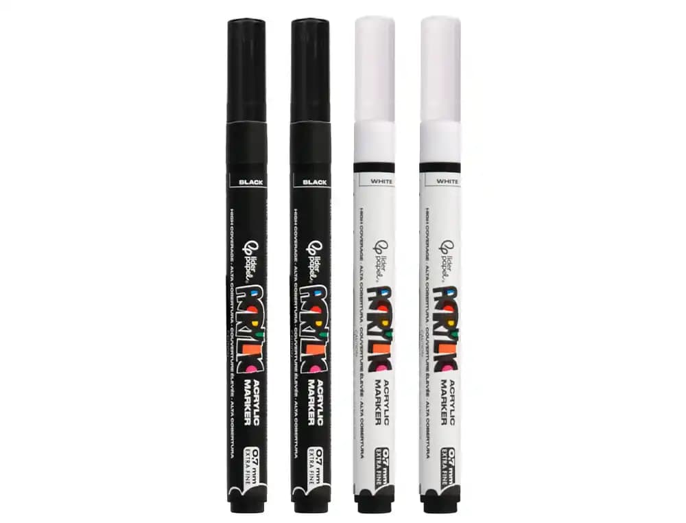 Rotulador liderpapel acrylic base agua todo tipo de superficie punta fina 0,7 mm caja de 4 perfiladores