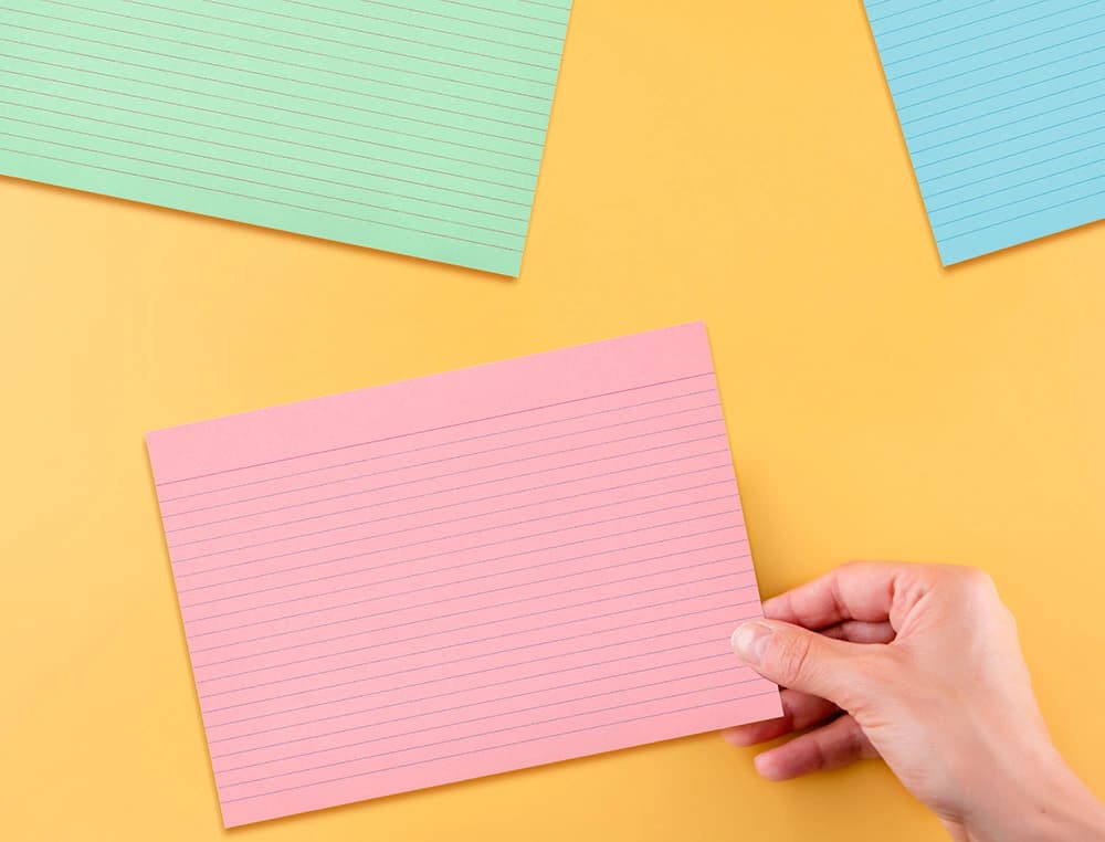 Tarjeta liderpapel para estudiar rayada cartulina de colores 170gr 160x220mm paquete de 200 unidades