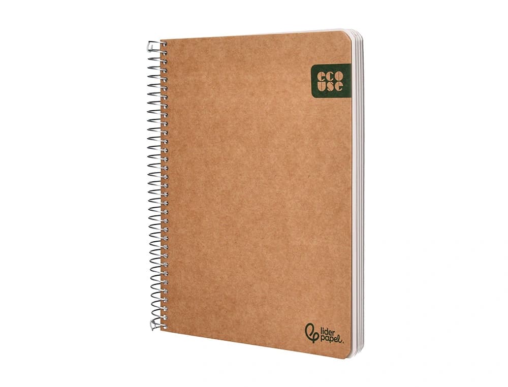 Cuaderno espiral liderpapel din a5 ecouse tapa cartulina kraft contracolada 120h papel 100% reciclado 80gr liso