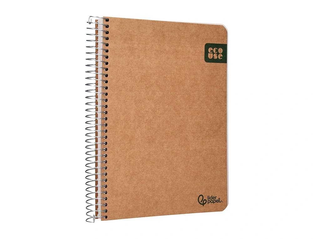 Cuaderno espiral liderpapel din a5 ecouse tapa cartulina kraft contracolada 120h papel 100% reciclado 80gr liso