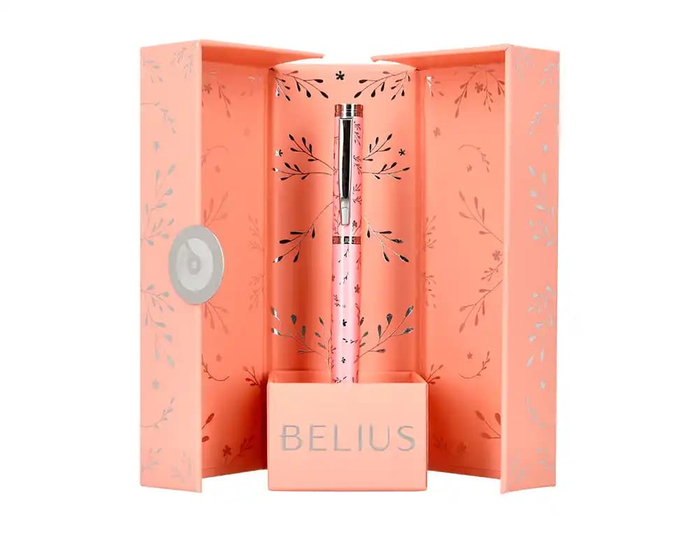 Boligrafo belius bella aluminio diseño relieve caja de diseño