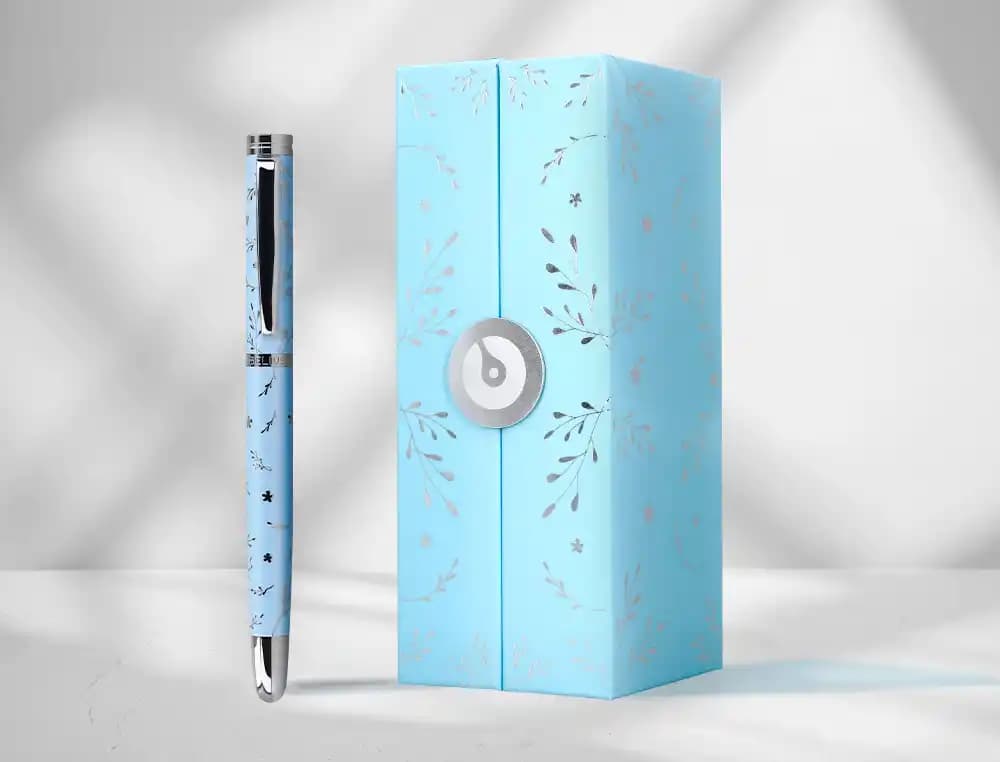Pluma belius bella aluminio diseño relieve caja de diseño