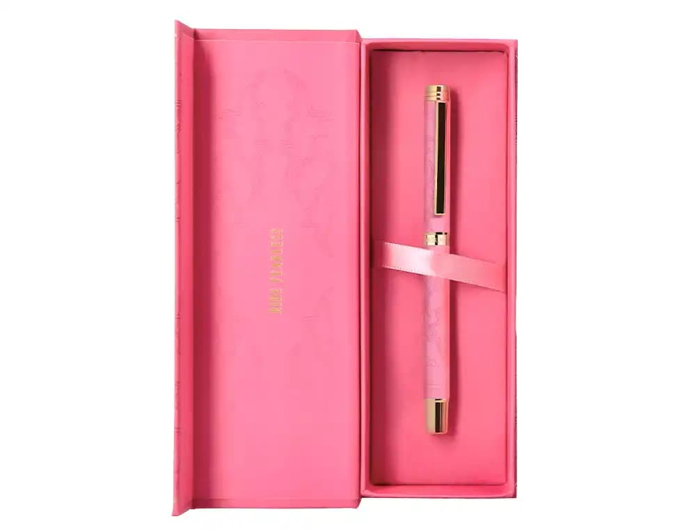 Roller Belius Wild West de aluminio, tinta negra, 0,7 mm, en caja de diseño – Rosa dorado