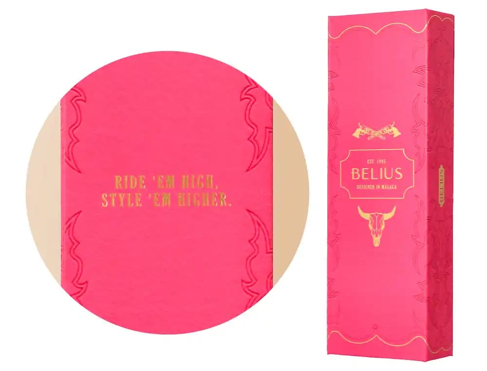 Roller Belius Wild West de aluminio, tinta negra, 0,7 mm, en caja de diseño – Rosa dorado