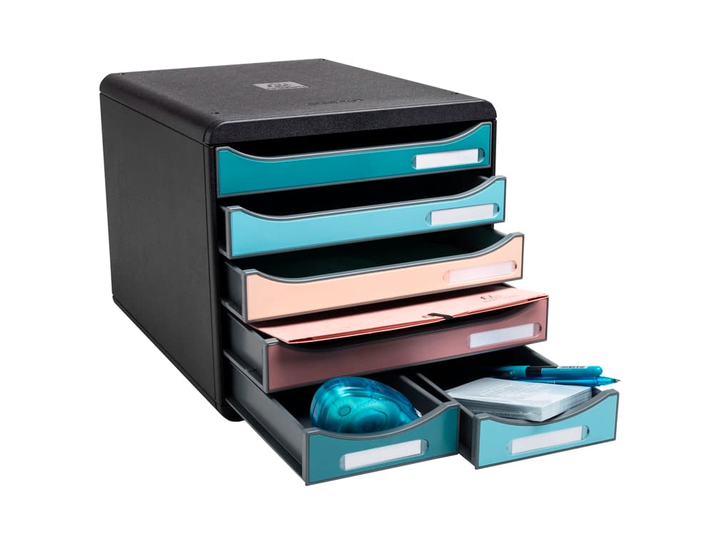 Fichero cajones de sobremesa exacompta skandi din a4+ polipropileno reciclado 6 cajones colores surtidos