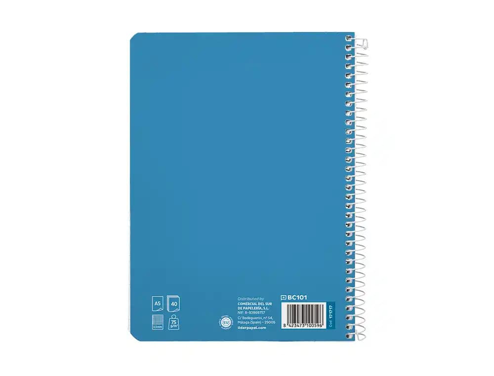 Cuaderno espiral liderpapel a5 pautaguia tapa blanda 40h 75gr cuadro pautado 2,5mm