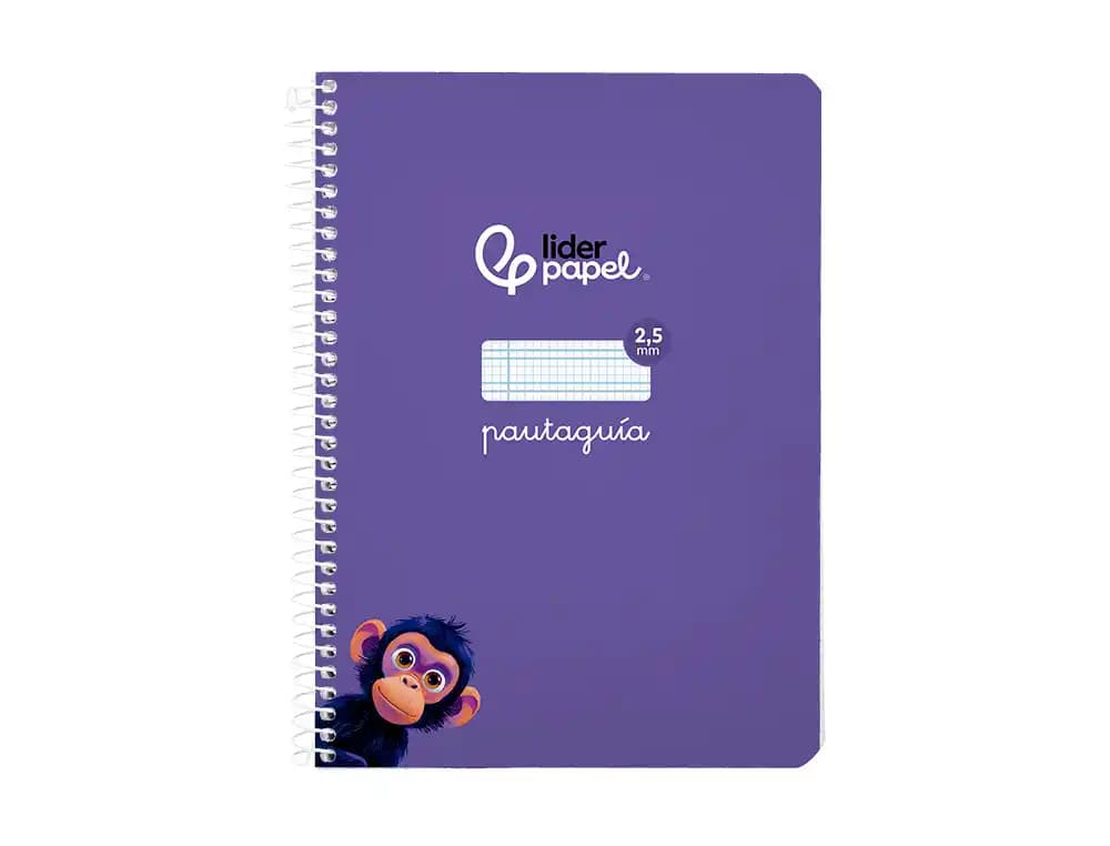Cuaderno de espiral Liderpapel Pautaguía A5 de tapa blanda, cuadro pautado de 2,5 mm, 40 hojas de 75 g – Lila