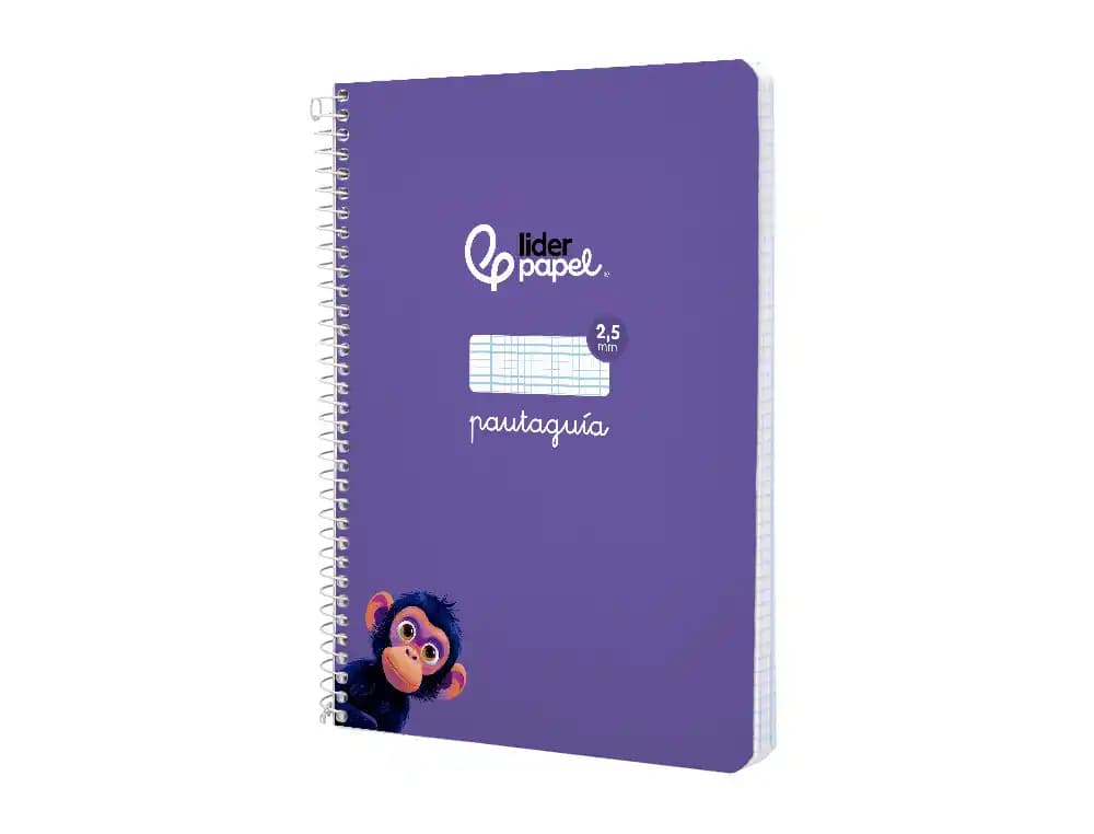 Cuaderno de espiral Liderpapel Pautaguía A5 de tapa blanda, cuadro pautado de 2,5 mm, 40 hojas de 75 g – Lila