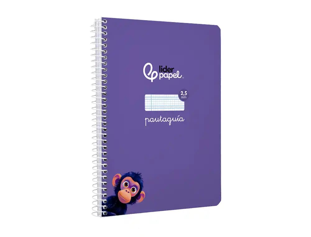 Cuaderno de espiral Liderpapel Pautaguía A5 de tapa blanda, cuadro pautado de 2,5 mm, 40 hojas de 75 g – Lila